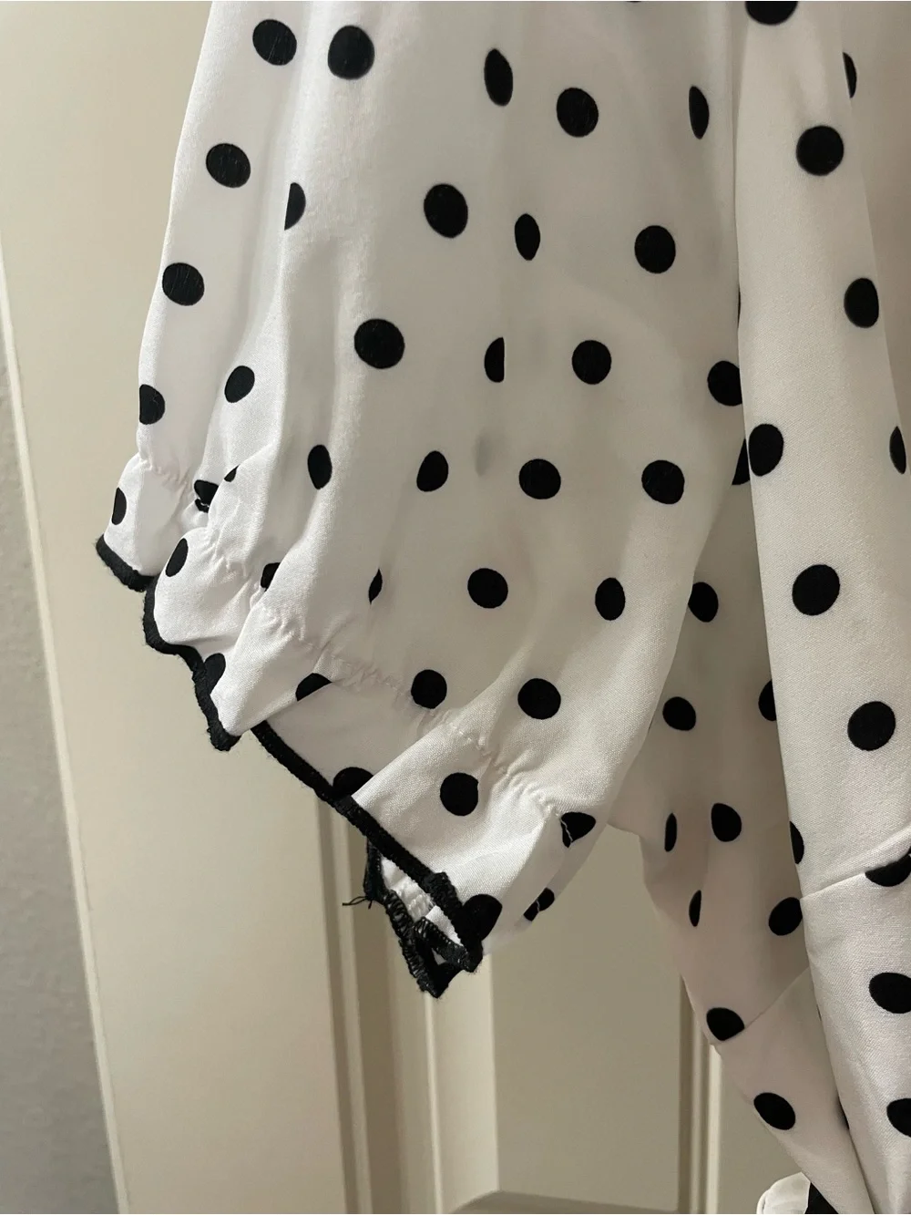 BloomChic White Midi Dress with Black Polka Dots & Black Waist Tie - Picture 4 of 4